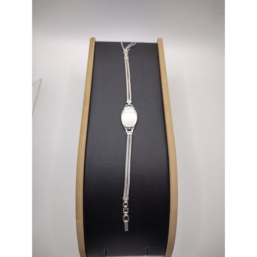 Sterling Silver Oval Link ID Bracelet - Silver
